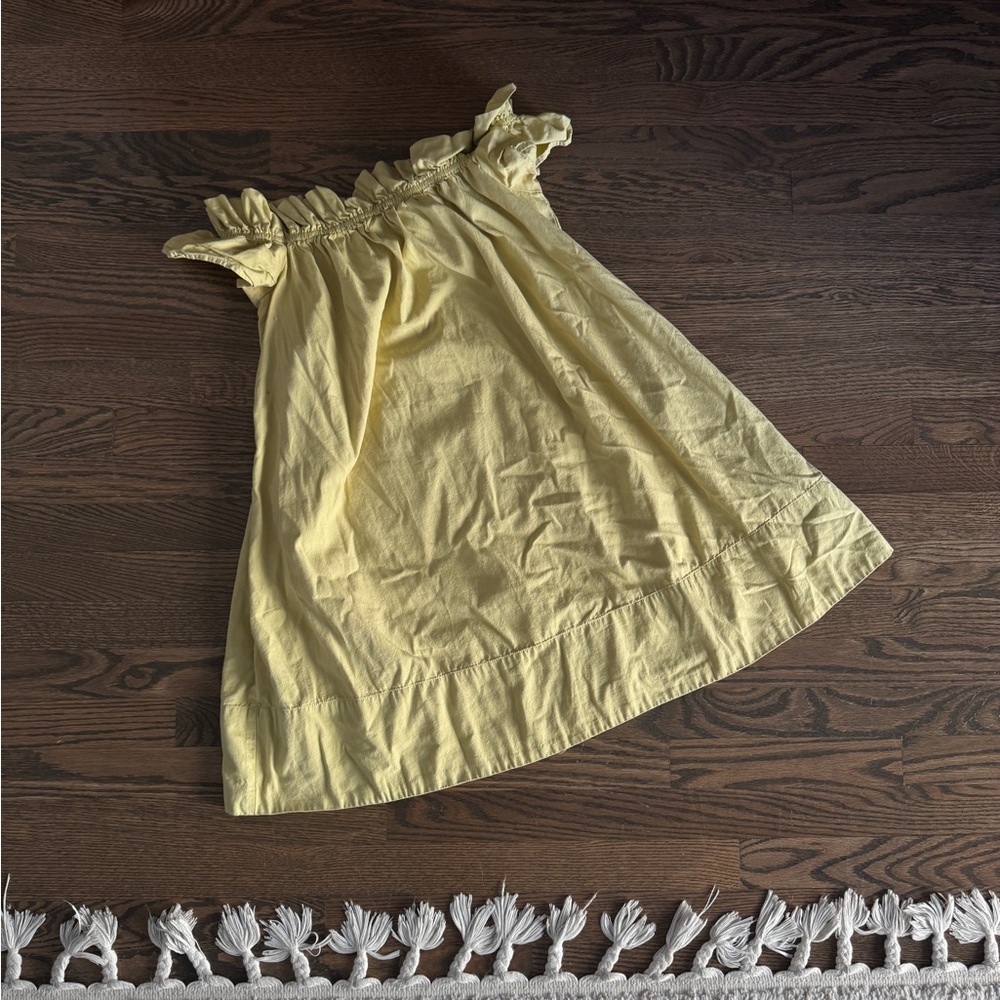 Free people Sophie ruffle sleeve slip mini dress off shoulder chartreuse pockets - Picture 5 of 11